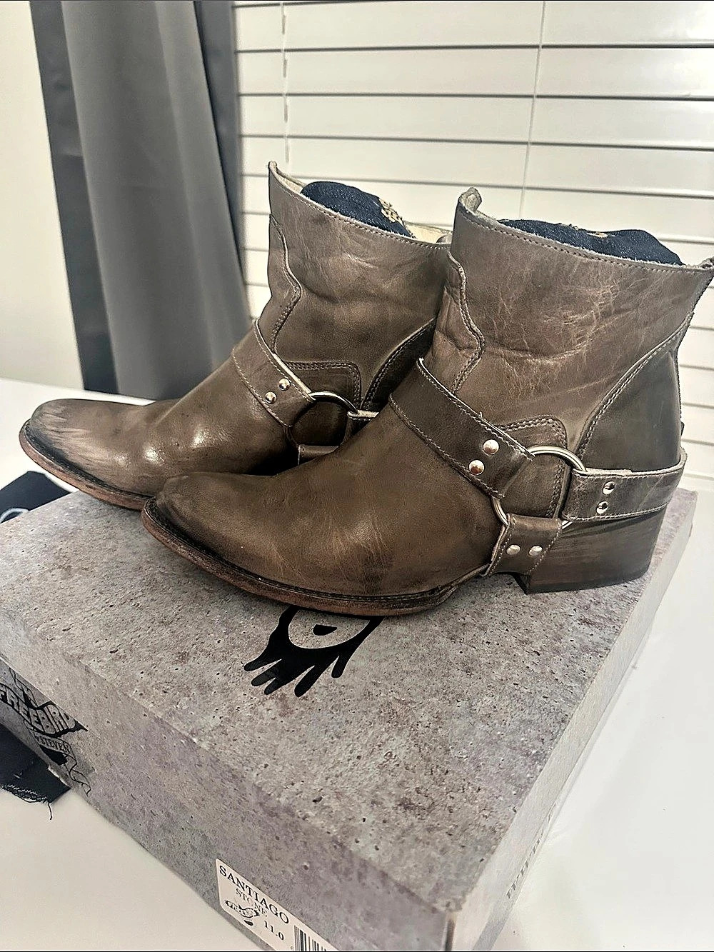 Freebird by Steven Santiago Leather Ankle Boots Brown US 11